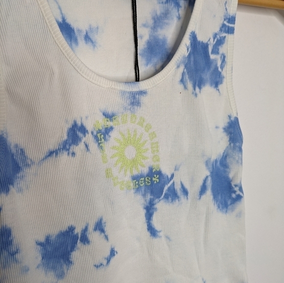 Daydreamer La Eye Tie Dye Ribbed Tank In Periwinkle Cloud NEW Size M - Picture 2 of 7